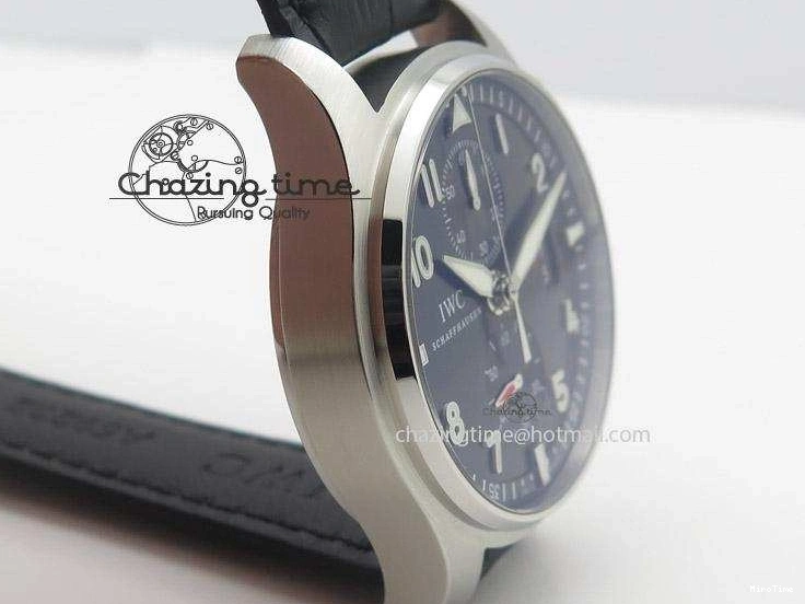 MIROTIME 0128 Youthful Pilot Spitfire 3878 Chrono BP Gray Dial SS On Black Leather Strap A 7368